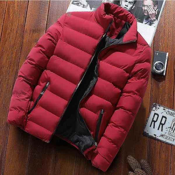 Black Puffer Jacket with Red Lining - Image 4
