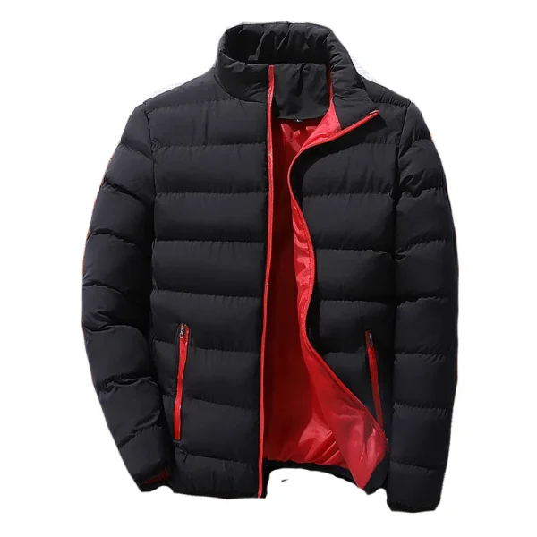 Black Puffer Jacket with Red Lining - Image 6
