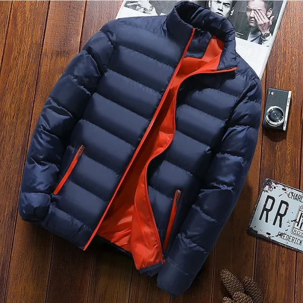 Black Puffer Jacket with Red Lining