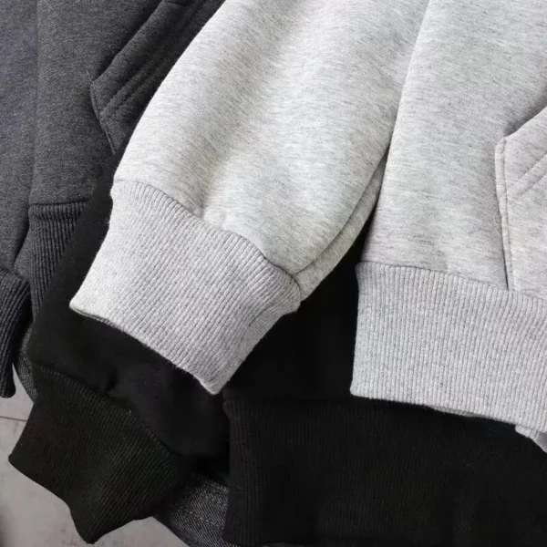 hoodie Zipper Cardigan with Long Sleeve Fleece - Image 3