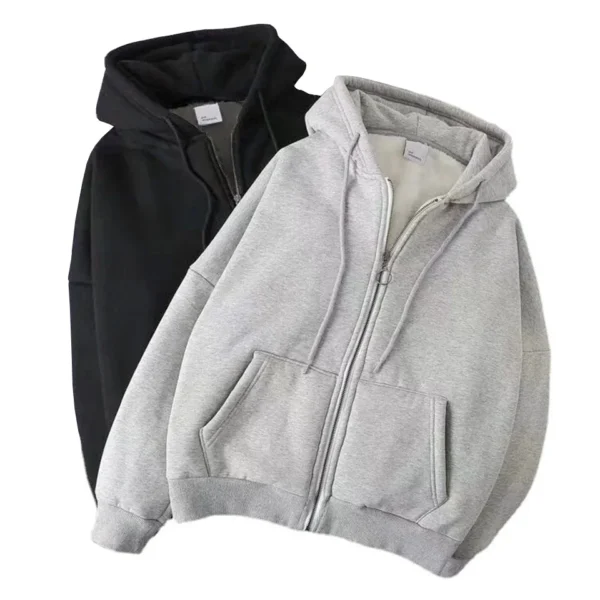 hoodie Zipper Cardigan with Long Sleeve Fleece