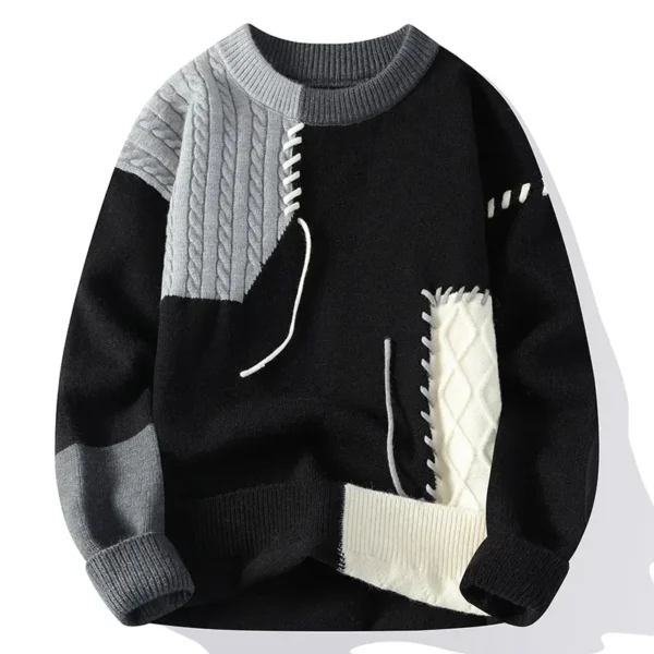 Unique Men's Patchwork Knitted Sweatshirt - Image 4