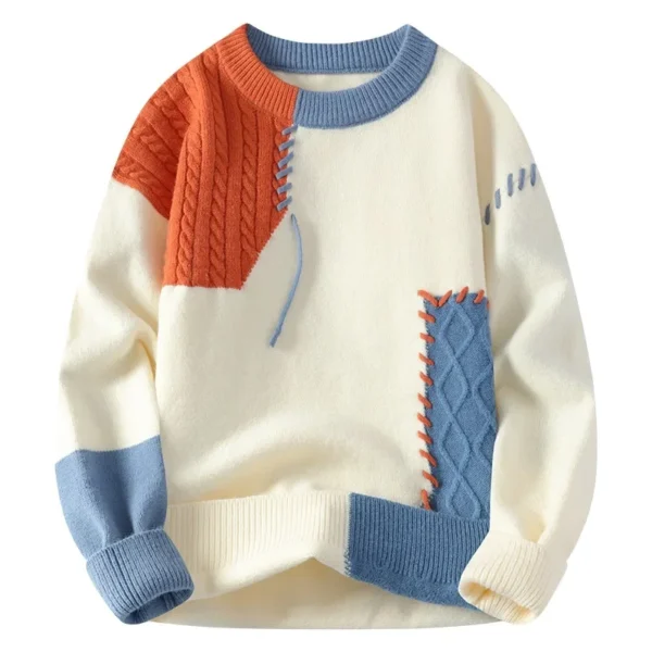 Unique Men's Patchwork Knitted Sweatshirt - Image 5