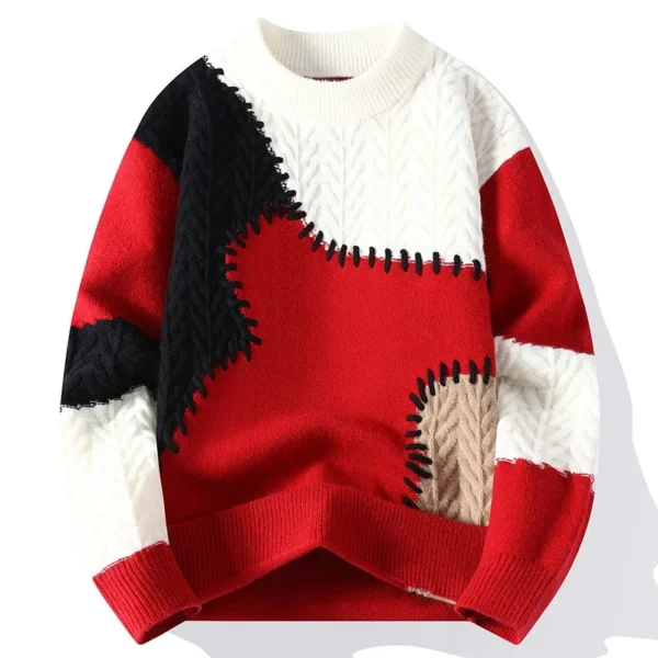 Unique Men's Patchwork Knitted Sweatshirt - Image 6