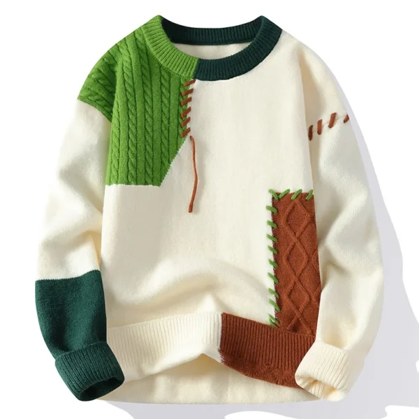 Unique Men's Patchwork Knitted Sweatshirt
