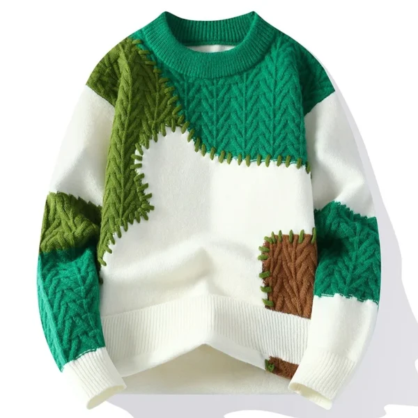 Unique Men's Patchwork Knitted Sweatshirt - Image 7